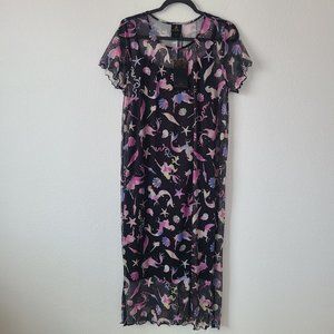 Torrid Disney The Little Mermaid Midi Mesh T Shirt Dress Plus Size 3X Black